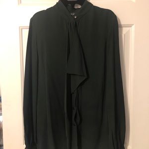 Perse long sleeve blouse with ruffle